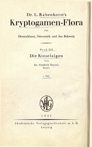 Rabenhorst's Kryptogamen-Flora [...] [Zweite Auflage] [Band 7, 1. Teil]