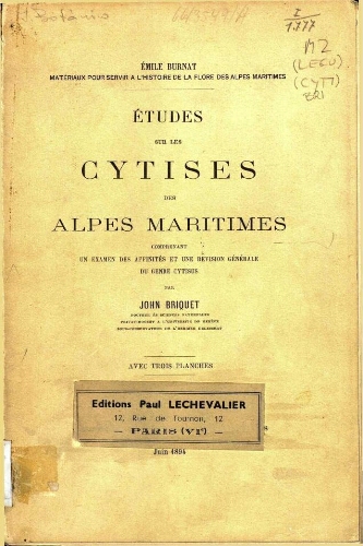 Études sur les Cytises des Alpes maritimes