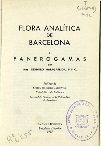Flora analítica de Barcelona. I Fanerógamas