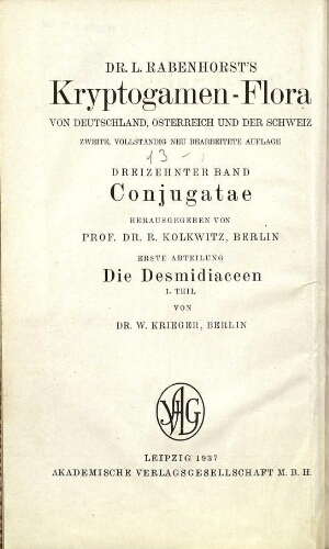 Rabenhorst's Kryptogamen-Flora [...] Zweite Auflage [...] [Band 13, Abth. 1, Teil 1]