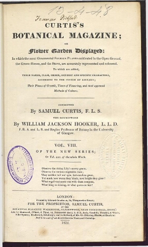 Curtis's Botanical Magazine (1801). Vol. 61 (Vol. 8 of the new series)