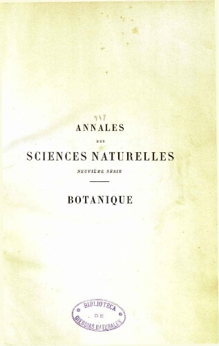 Annales des sciences naturelles neuvième série. Botanique. [...] Tome VI