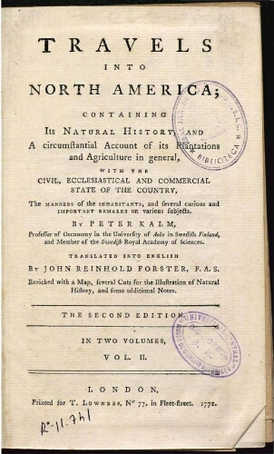 Travels into North America. 2nd ed. Vol. 2
