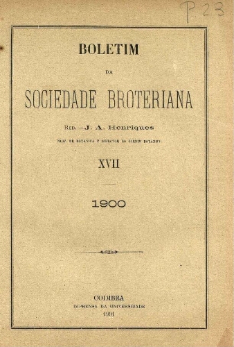 Boletim da Sociedade Broteriana. Tomo XVII