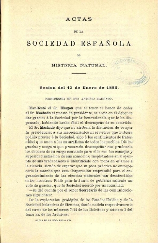 Actas de la Sociedad Española de Historia Natural [año 1886]