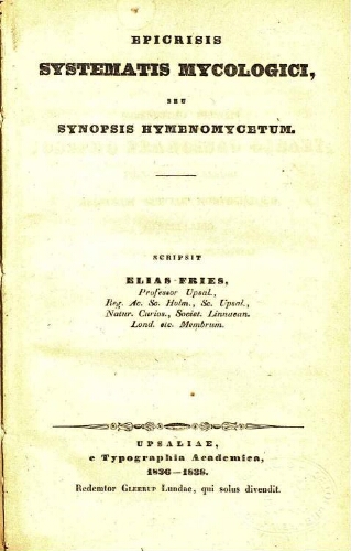 Epicrisis Systematis mycologici
