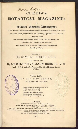 Curtis's Botanical Magazine (1801). Vol. 67 (Vol. 14 of the new series)