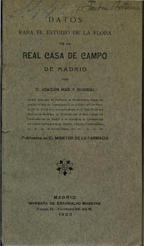 Datos para el estudio de la flora de la Real Casa de Campo de Madrid