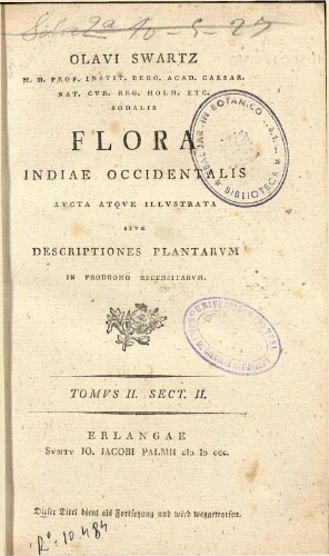 Flora Indiae Occidentalis [...] Tomus II. Sect. II