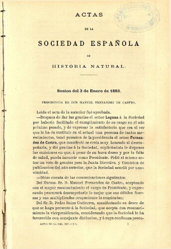 Actas de la Sociedad Española de Historia Natural [año 1883]