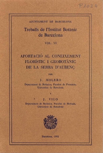 Treballs de l'Institut Botànic de Barcelona. Vol. VI
