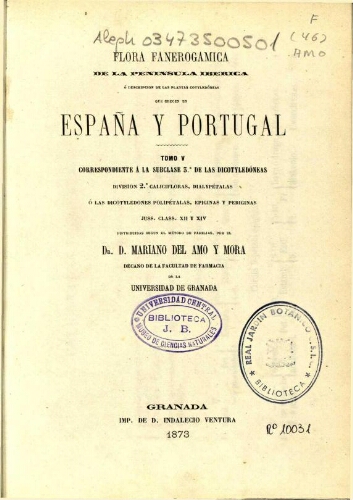 Flora fanerogámica de la Península Ibérica [...] Tomo V