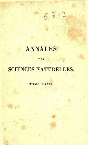Annales des sciences naturelles [...] Tome vingt-septième