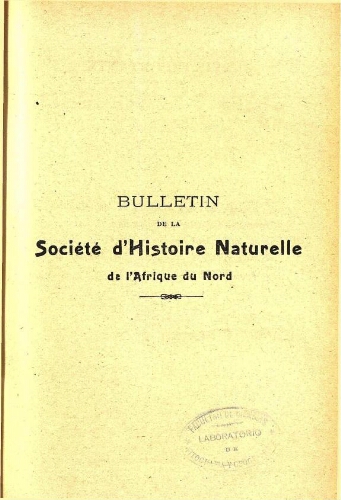 Bulletin de la Société d'histoire naturelle de l'Afrique du nord [...] Tome neuvième