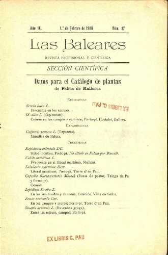 Datos para el Catálogo de plantas de Palma de Mallorca [...] [Part. 2]
