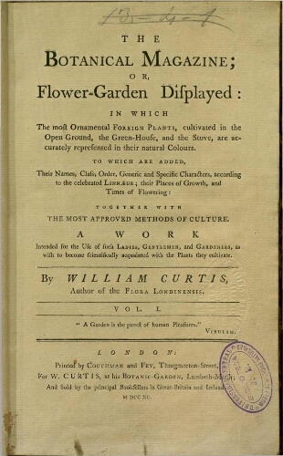 The Botanical Magazine (London). Vol. 1