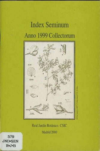 Index seminum in Horto Botanico Matritensi ... 1999