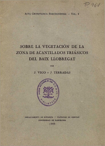 Sobre la vegetación de la zona de acantilados triásicos del Baix Llobregat