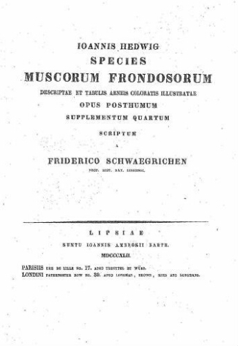 Species muscorum frondosorum [...] Supplementum quartum