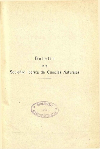 Boletín de la Sociedad Ibérica de Ciencias Naturales [...] Tomo XXXI (XIV)