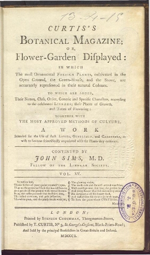 Curtis's Botanical Magazine (1801). Vol. 15