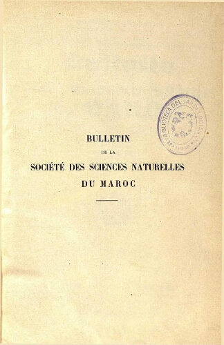 Bulletin de la Société des sciences naturelles du Maroc. T. 7