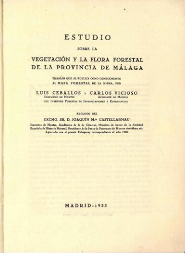 Estudio sobre la vegetacion y la flora forestal de la provincia de Málaga