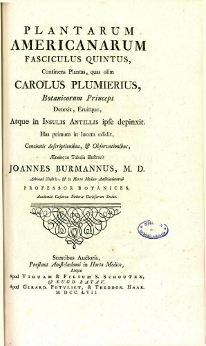 Plantarum Americanarum fasciculus quintus