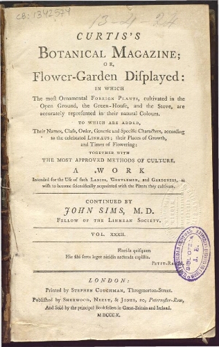 Curtis's Botanical Magazine (1801). Vol. 32-33