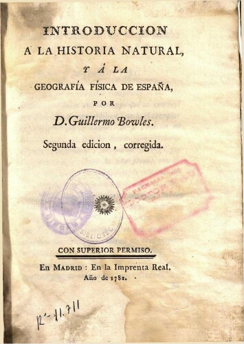 Introducción a la historia natural y a la geografía física de España [...] Segunda edición