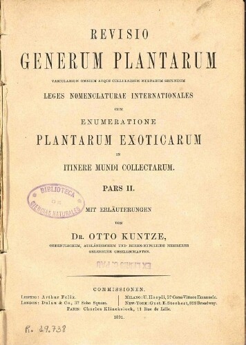 Revisio generum plantarum [...] Pars II