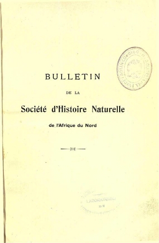 Bulletin de la Société d'histoire naturelle de l'Afrique du nord [...] Tome dix-neuvième