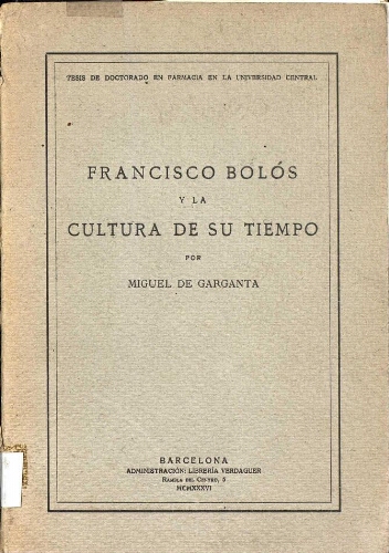 Francisco Bolós y la cultura de su tiempo