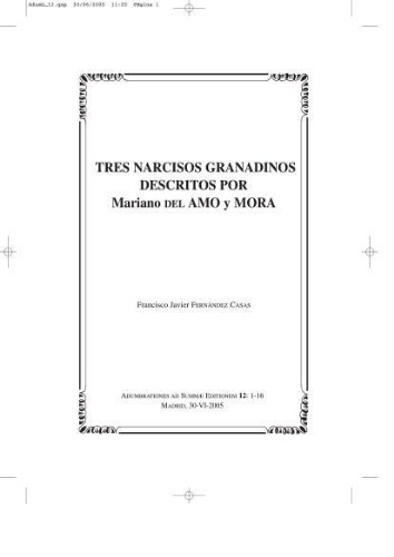 Tres narcisos granadinos descritos por Mariano del Amo y Mora