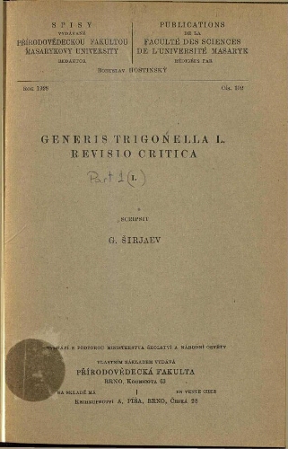 Generis Trigonella L. revisio critica. I