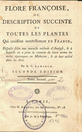 Flore françoise [...] Seconde édition. Tome Second