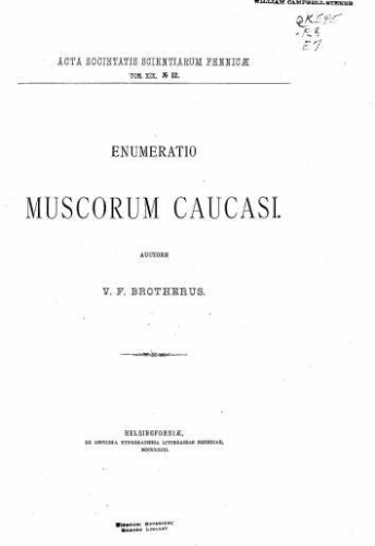 Enumeratio muscorum Caucasi