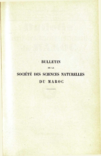 Bulletin de la Société des sciences naturelles du Maroc. T. 12