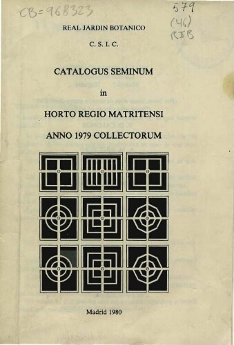 Index seminum in Horto Botanico Matritensi ... 1979