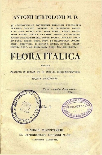 Flora Italica [...] Vol. I
