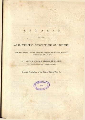Remarks on the Abbé Wulfen's Descriptions of Lichens