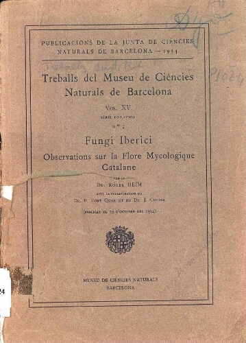 Treballs del Museu de Ciències Naturals de Barcelona. ; Vol. 15. Sèrie botànica ; n.º 3