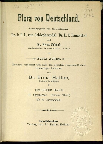 Flora von Deutschland. Band 6. Halbband 55-56: Cyperaceae (Theil 2)