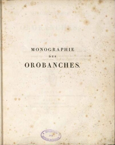 Monographie des Orobanches