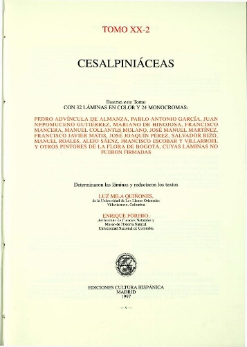 Flora de la Real Expedición Botánica del Nuevo Reino de Granada. T. 20 (2). Cesalpiniáceas