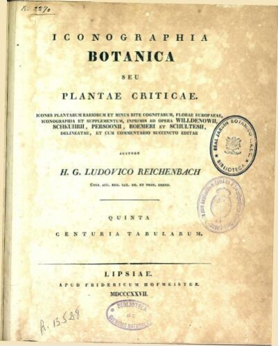 Iconographia botanica seu plantae criticae [...] Quinta centuria tabularum