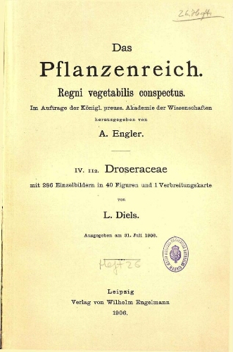 Droseraceae. In: Engler, Das Pflanzenreich [...] [Heft 26] IV. 112