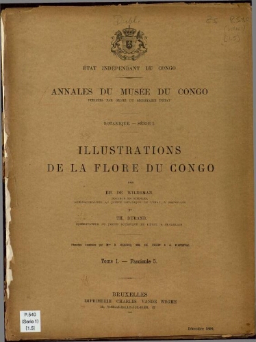 Annales du Musée du Congo (Belge). Série I. Botanique. Tome I -- Fasc. 5
