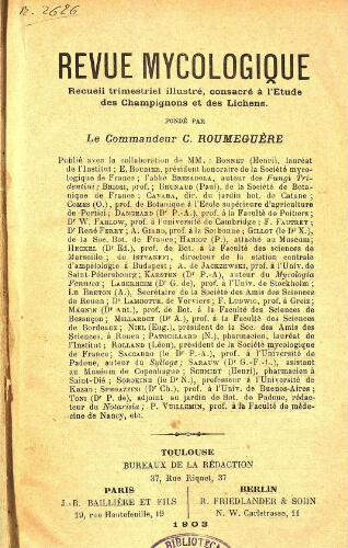 Revue mycologique [...] [Vingt-cinquième année] 1903