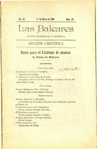 Datos para el Catálogo de plantas de Palma de Mallorca [...] [Part. 3]